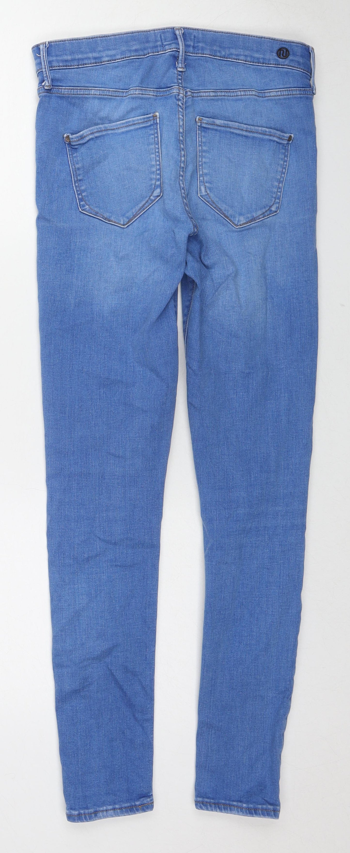 River Island Womens Blue Cotton Skinny Jeans Size 12 L27 in Regular Zip
