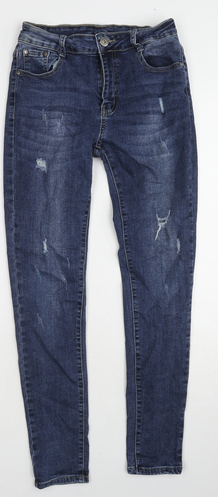 Fashion Jeans Womens Blue Cotton Skinny Jeans Size 12 L28 in Regular Zip