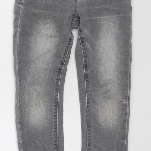 NEXT Girls Grey Cotton Skinny Jeans Size 3-4 Years Regular Zip