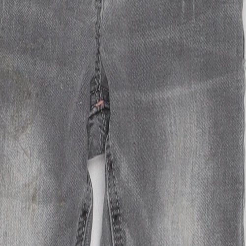 NEXT Girls Grey Cotton Skinny Jeans Size 3-4 Years Regular Zip