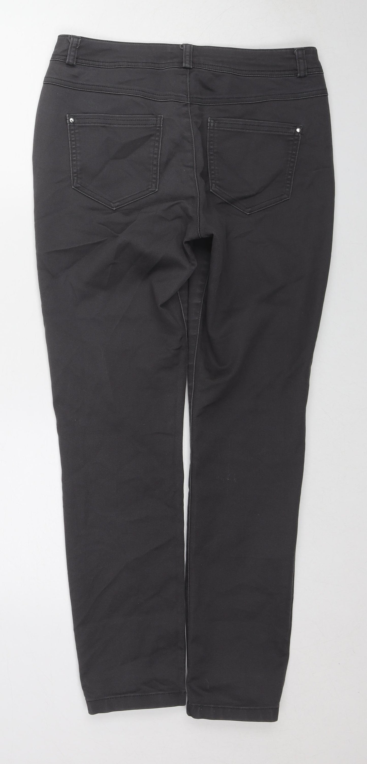 Wallis Womens Grey Cotton Skinny Jeans Size 10 L28 in Regular Zip