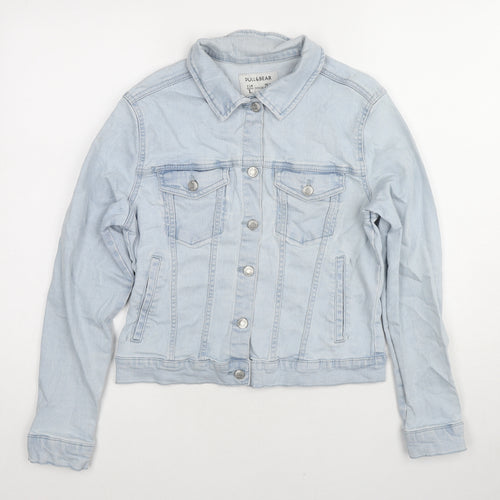 Pull&Bear Womens Blue Jacket Size L Button