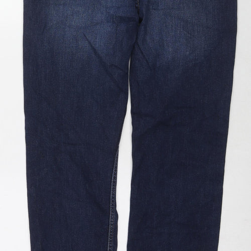 Marks and Spencer Womens Blue Cotton Straight Jeans Size 14 L29 in Regular Zip