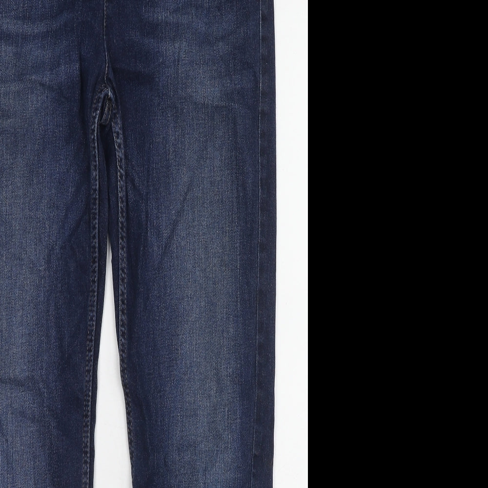 Marks and Spencer Womens Blue Cotton Straight Jeans Size 14 L29 in Regular Zip