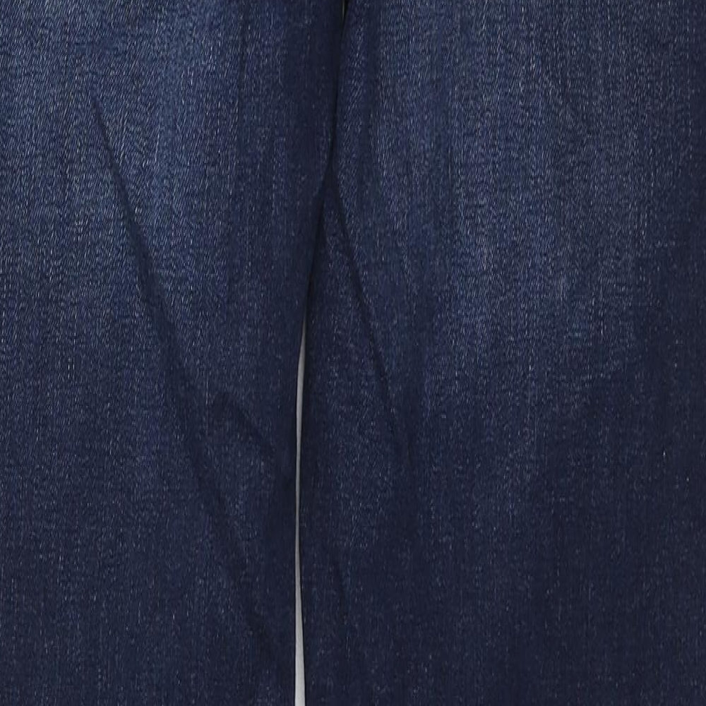 Marks and Spencer Womens Blue Cotton Straight Jeans Size 14 L29 in Regular Zip