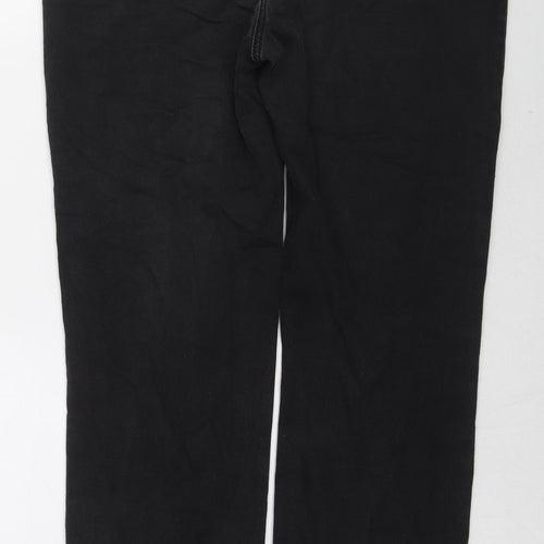 Marks and Spencer Womens Black Cotton Straight Jeans Size 16 L30 in Regular Zip