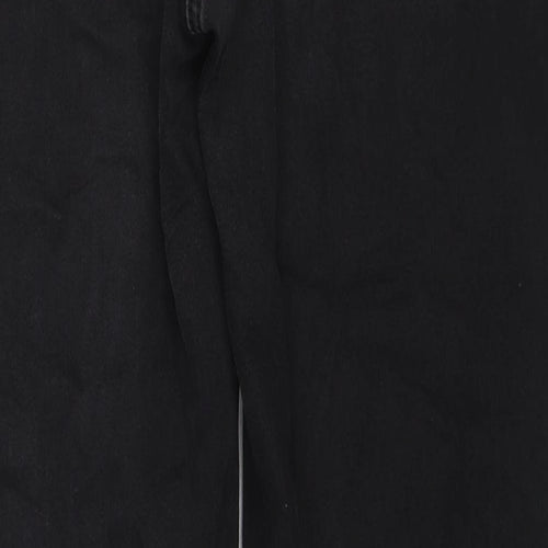 Marks and Spencer Womens Black Cotton Straight Jeans Size 16 L30 in Regular Zip