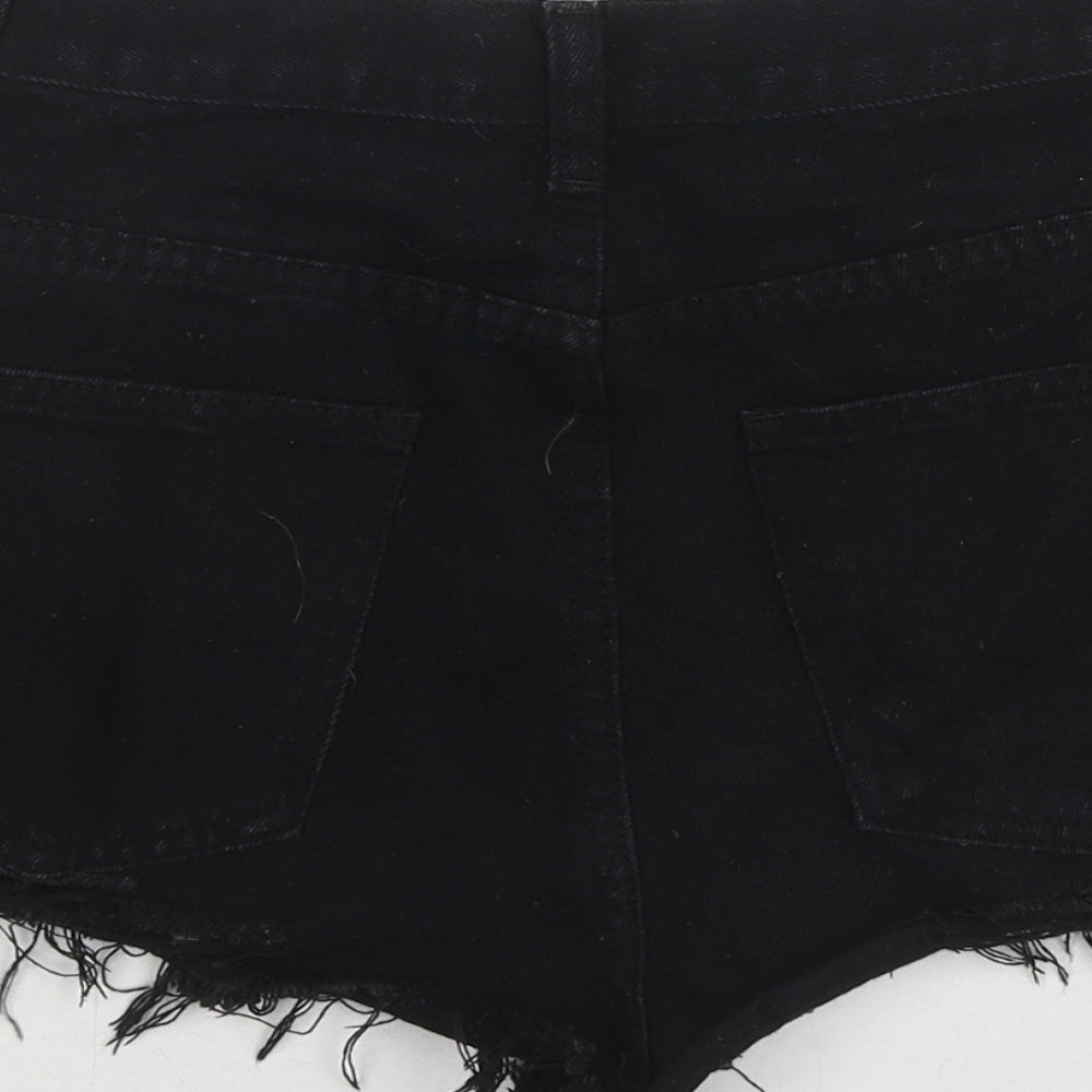 Boohoo Womens Black Cotton Cut-Off Shorts Size 8 L3 in Regular Zip - Distressed Hems