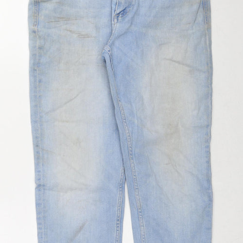 Marks and Spencer Womens Blue Cotton Straight Jeans Size 12 L23 in Regular Zip