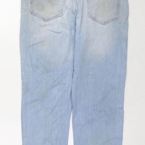 Marks and Spencer Womens Blue Cotton Straight Jeans Size 12 L23 in Regular Zip