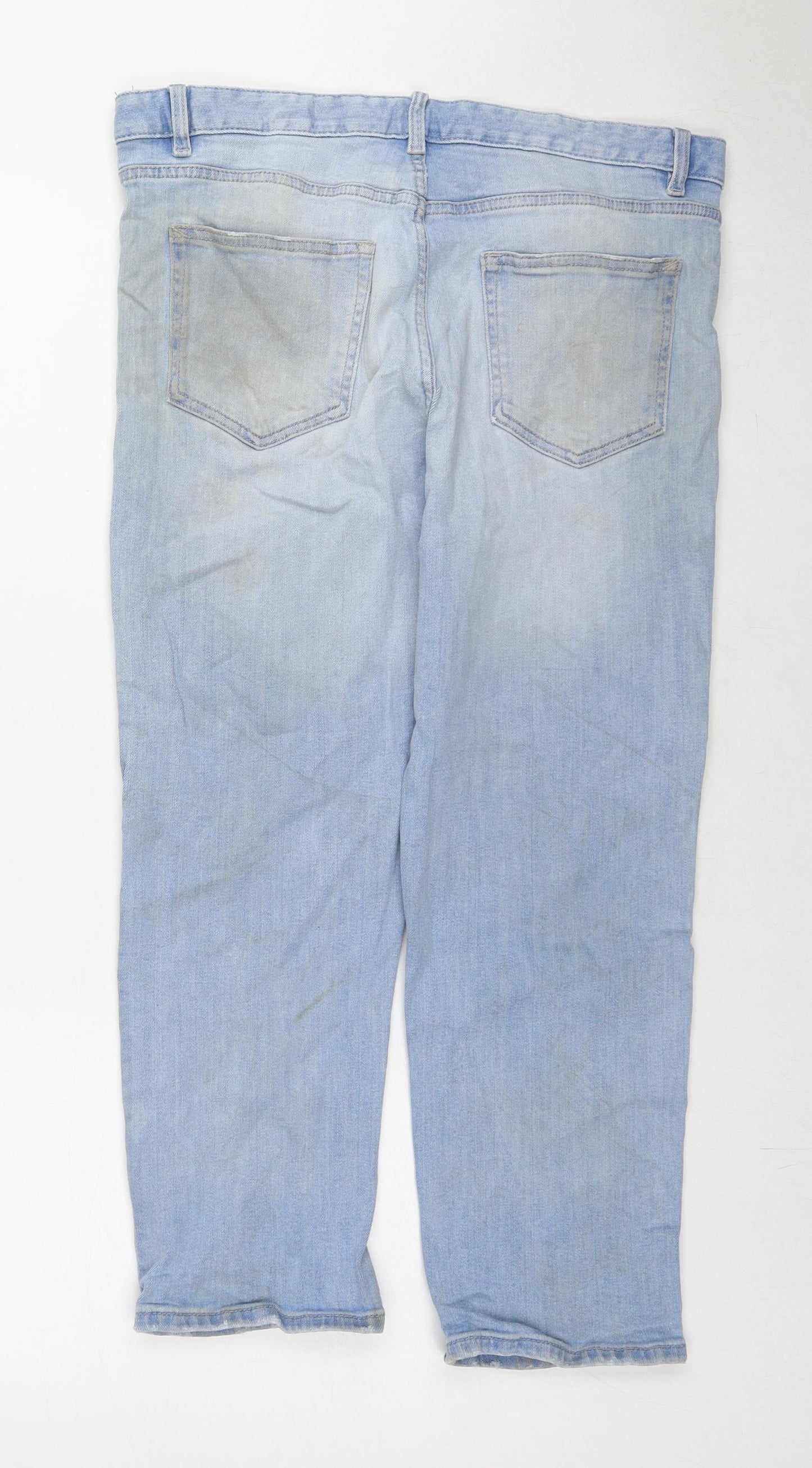 Marks and Spencer Womens Blue Cotton Straight Jeans Size 12 L23 in Regular Zip