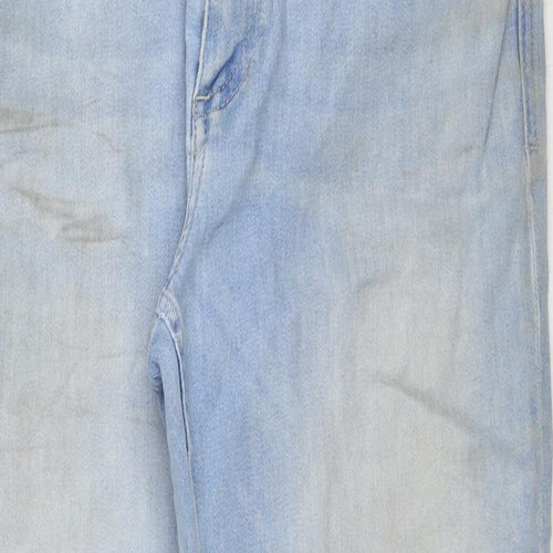 Marks and Spencer Womens Blue Cotton Straight Jeans Size 12 L23 in Regular Zip
