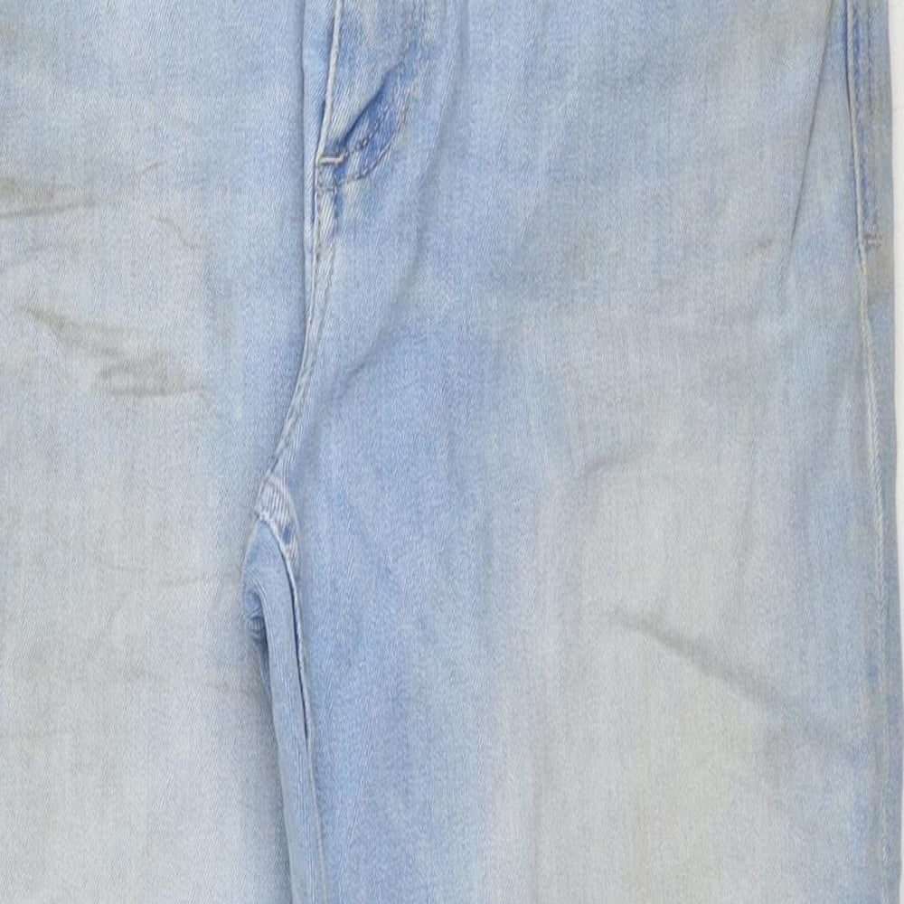 Marks and Spencer Womens Blue Cotton Straight Jeans Size 12 L23 in Regular Zip