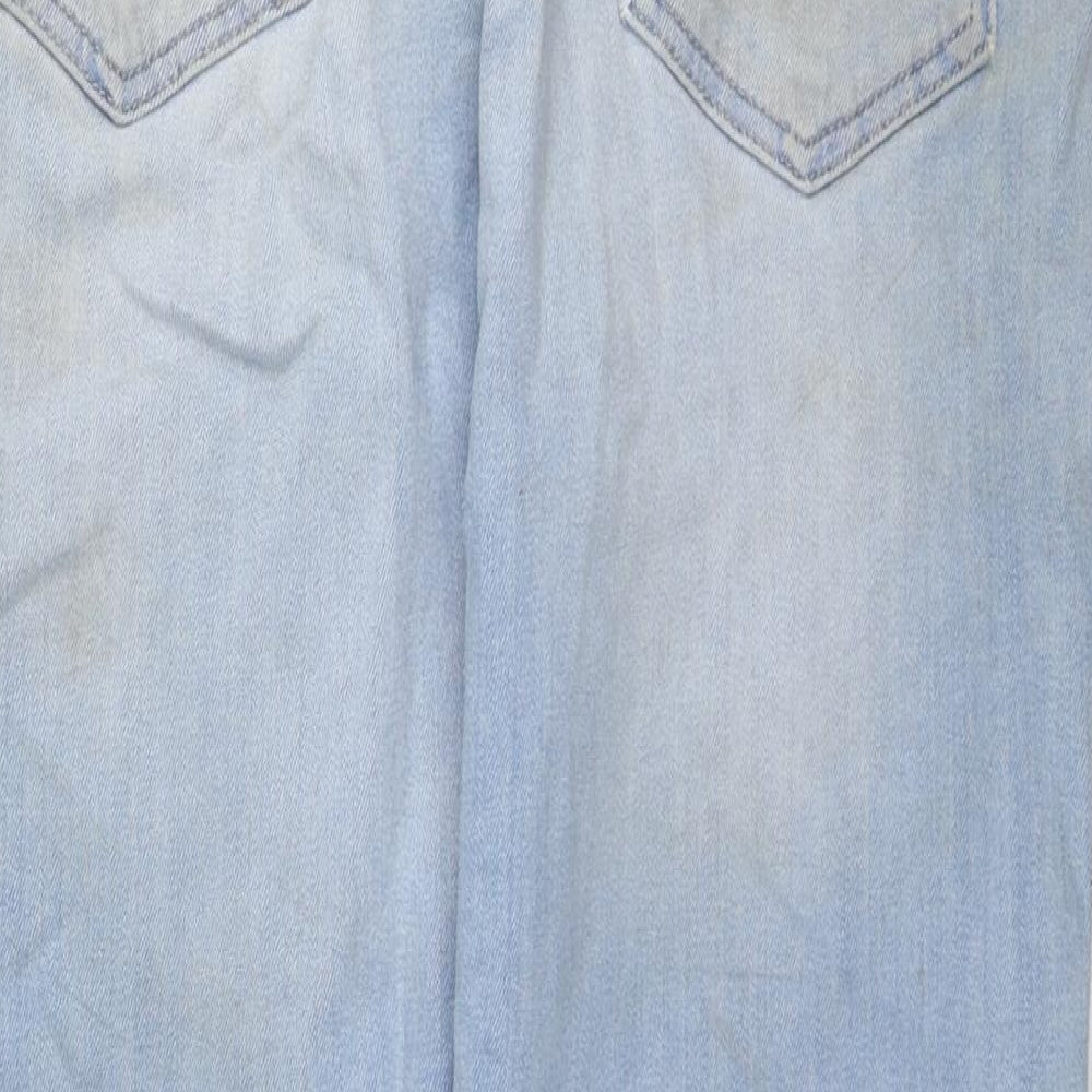 Marks and Spencer Womens Blue Cotton Straight Jeans Size 12 L23 in Regular Zip
