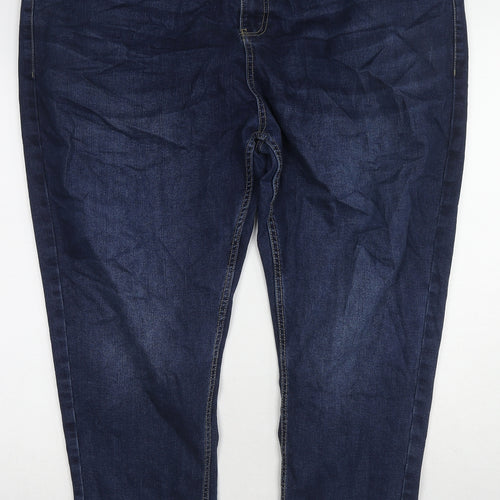 Jacamo Womens Blue Cotton Tapered Jeans Size 46 in L28 in Slim Zip