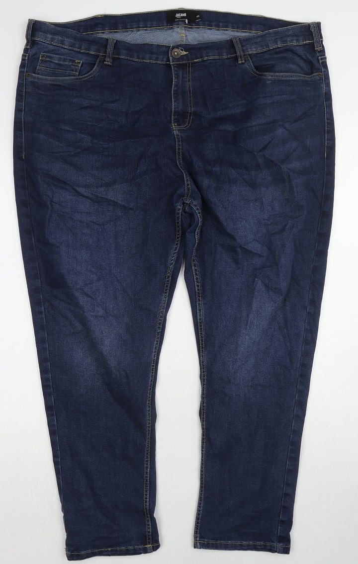 Jacamo Womens Blue Cotton Tapered Jeans Size 46 in L28 in Slim Zip