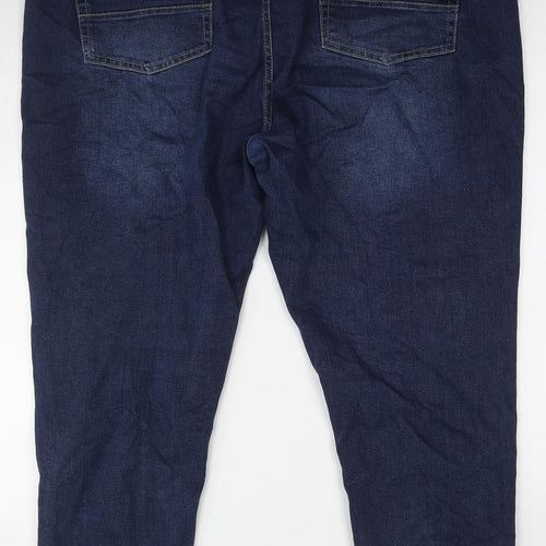 Jacamo Womens Blue Cotton Tapered Jeans Size 46 in L28 in Slim Zip