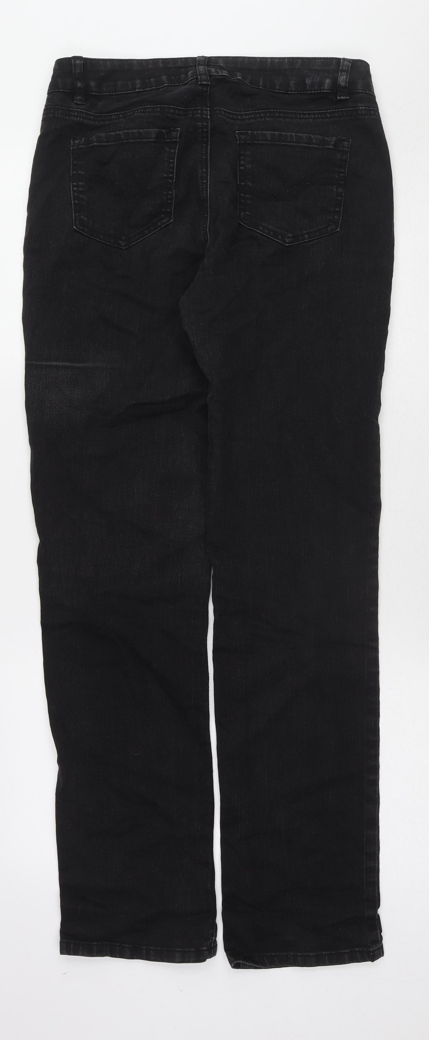 TU Womens Black Cotton Straight Jeans Size 10 L30 in Regular Zip