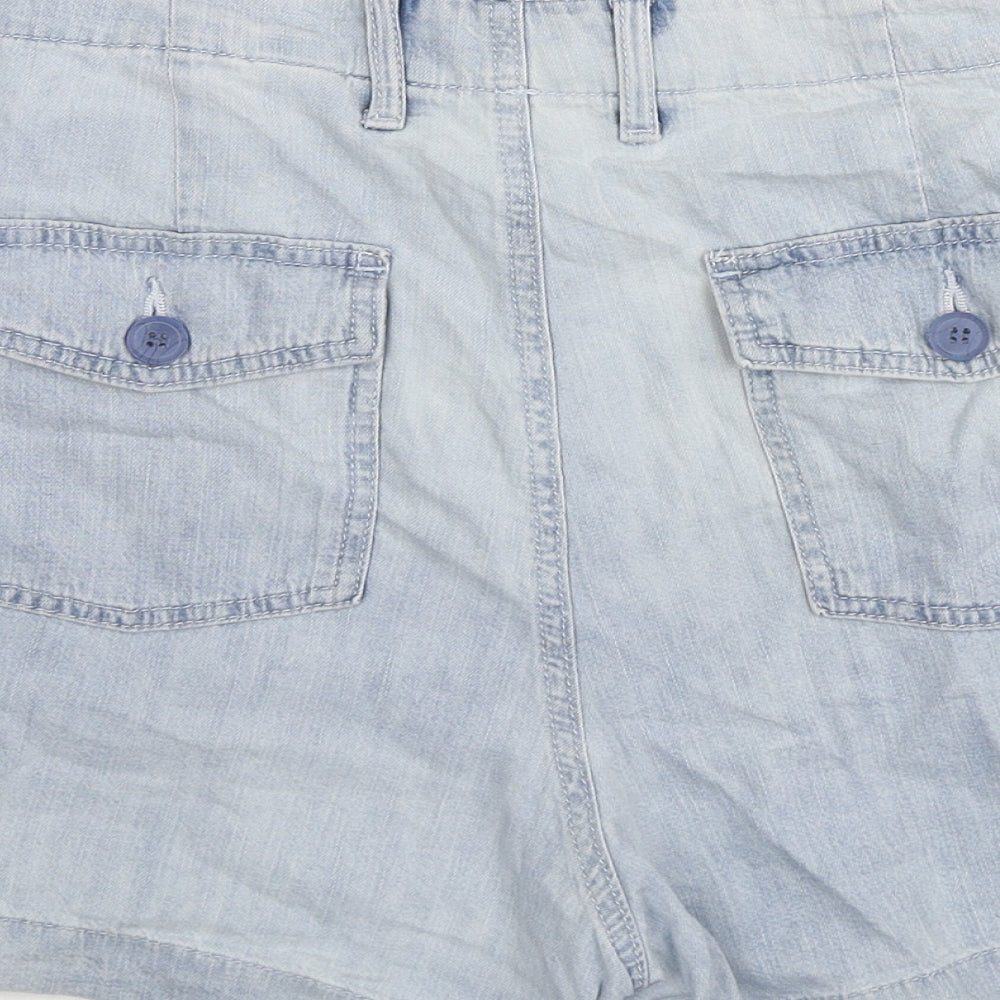 NEXT Womens Blue Cotton Mom Shorts Size 12 L3 in Regular Zip