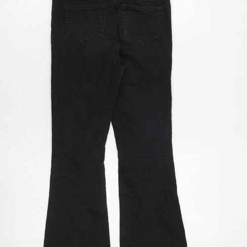 H&M Girls Black Cotton Bootcut Jeans Size 10-11 Years L25 in Regular Zip