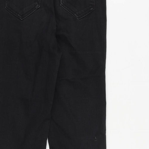 H&M Girls Black Cotton Bootcut Jeans Size 10-11 Years L25 in Regular Zip
