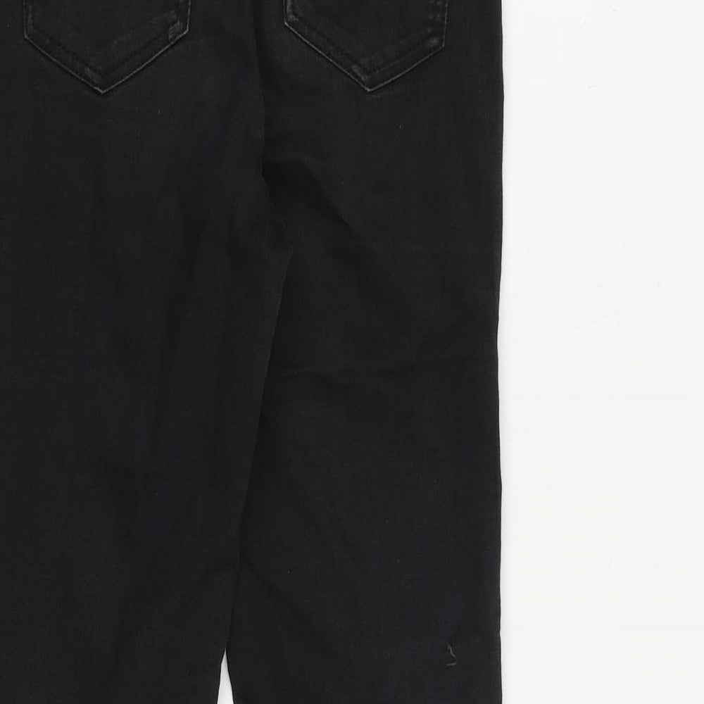 H&M Girls Black Cotton Bootcut Jeans Size 10-11 Years L25 in Regular Zip