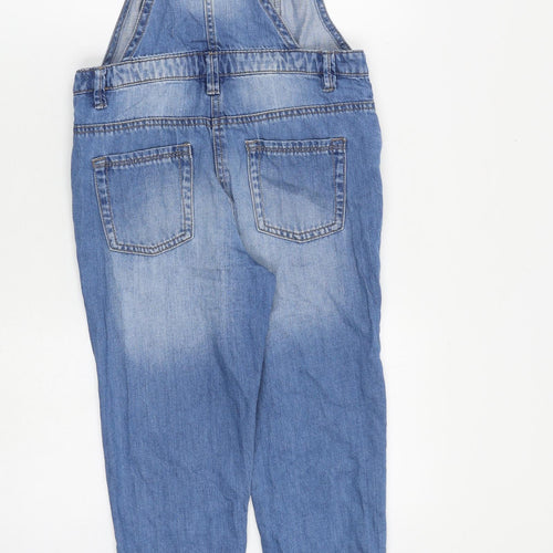 NEXT Girls Blue 100% Cotton Dungaree One-Piece Size 12 Years Buckle
