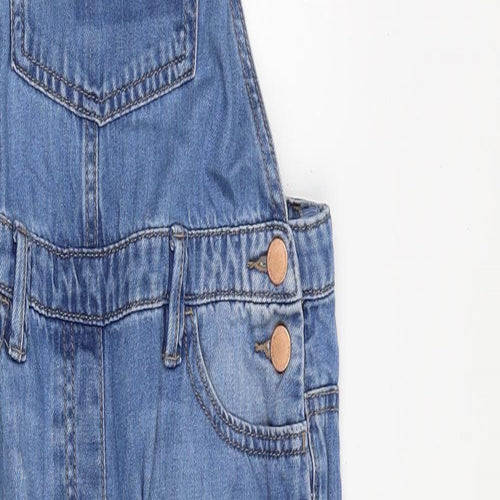 NEXT Girls Blue 100% Cotton Dungaree One-Piece Size 12 Years Buckle