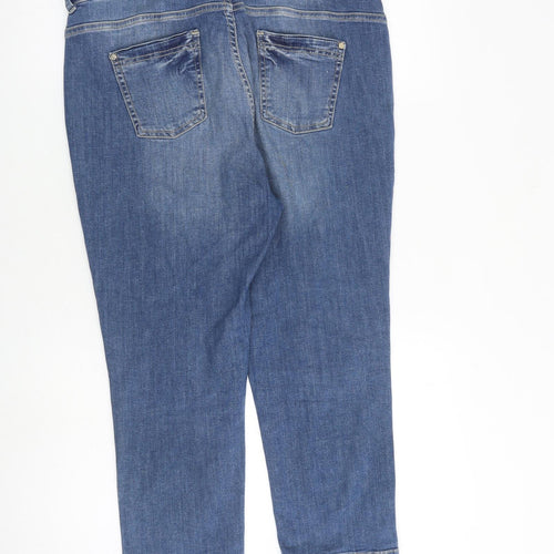 Marks and Spencer Womens Blue Cotton Cropped Jeans Size 16 L22 in Regular Zip