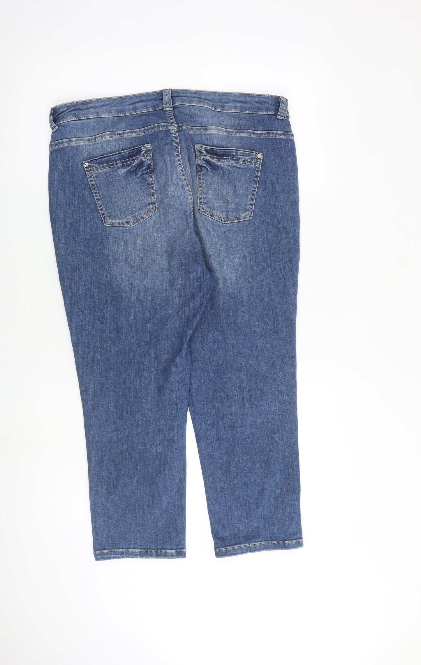 Marks and Spencer Womens Blue Cotton Cropped Jeans Size 16 L22 in Regular Zip