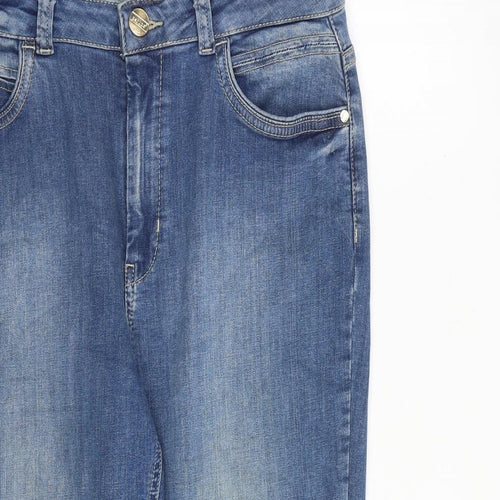 Marks and Spencer Womens Blue Cotton Cropped Jeans Size 16 L22 in Regular Zip