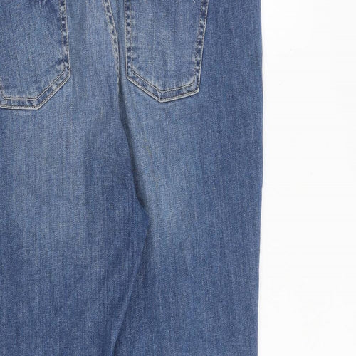 Marks and Spencer Womens Blue Cotton Cropped Jeans Size 16 L22 in Regular Zip