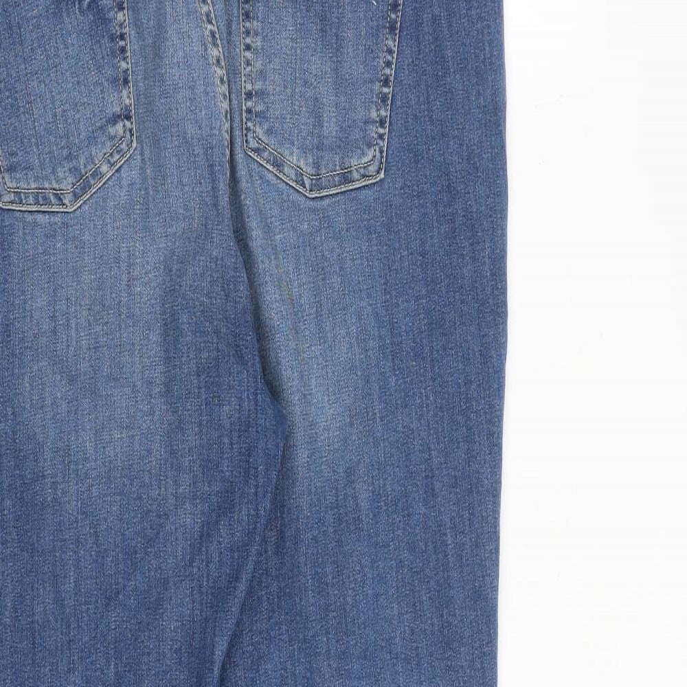 Marks and Spencer Womens Blue Cotton Cropped Jeans Size 16 L22 in Regular Zip