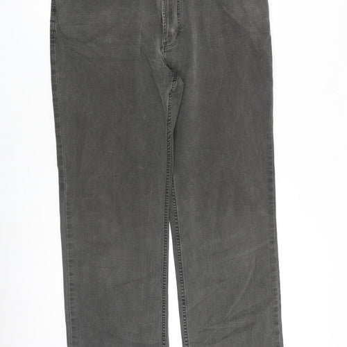 Blue Harbour Mens Grey Cotton Trousers Size 36 in L33 in Regular Zip