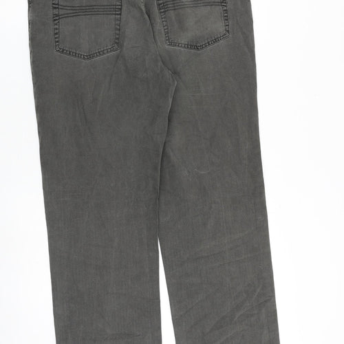 Blue Harbour Mens Grey Cotton Trousers Size 36 in L33 in Regular Zip