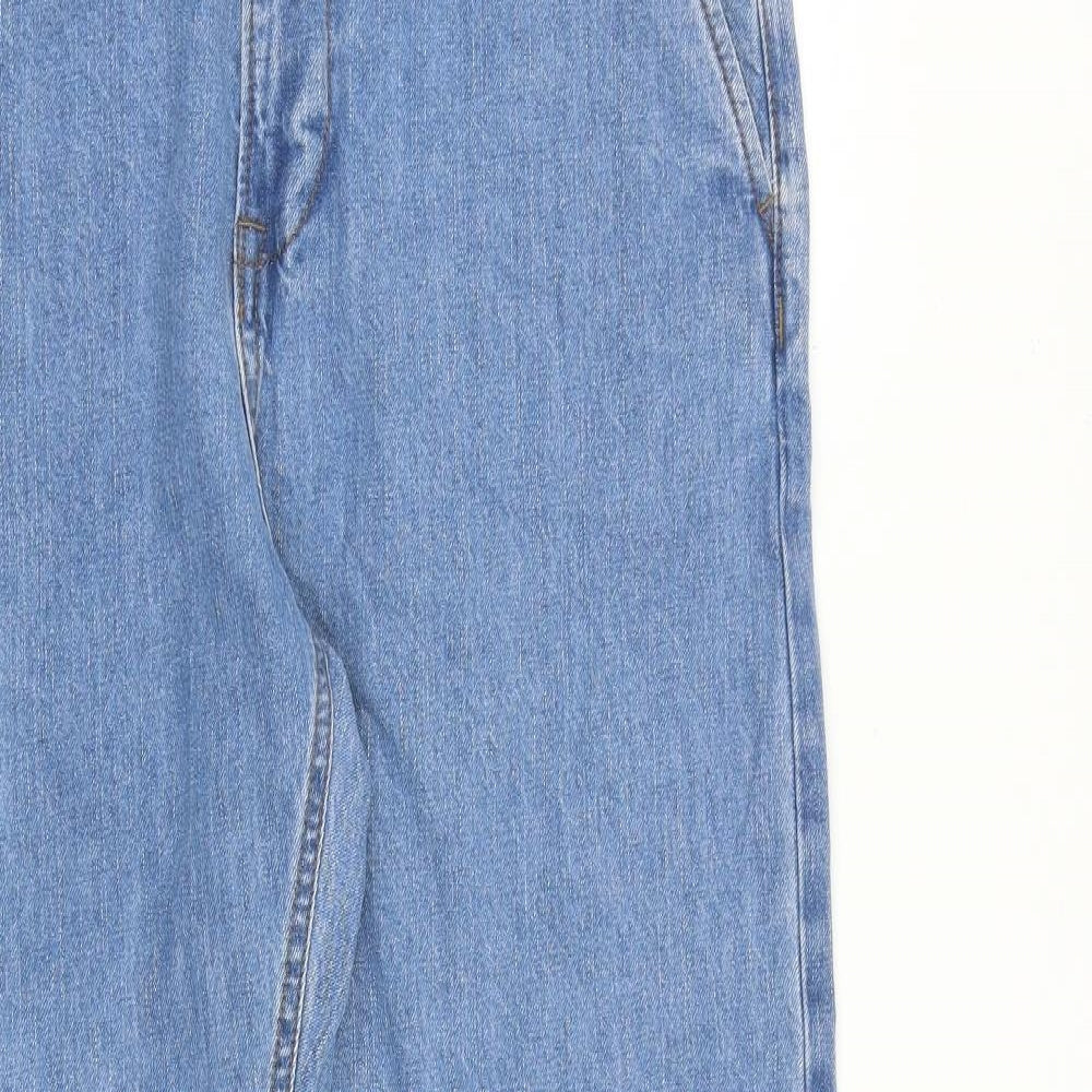 Marks and Spencer Mens Blue Cotton Straight Jeans Size 34 in L34 in Regular Zip