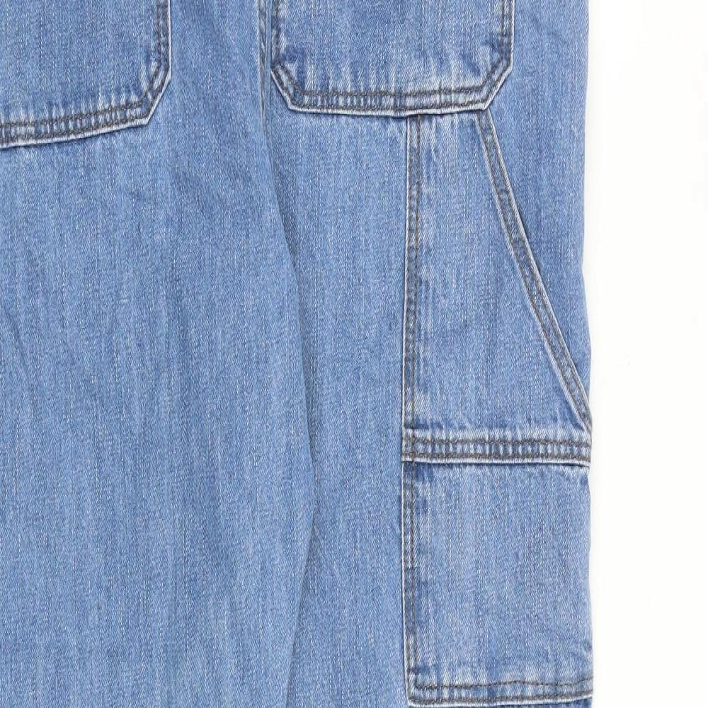 Marks and Spencer Mens Blue Cotton Straight Jeans Size 34 in L34 in Regular Zip