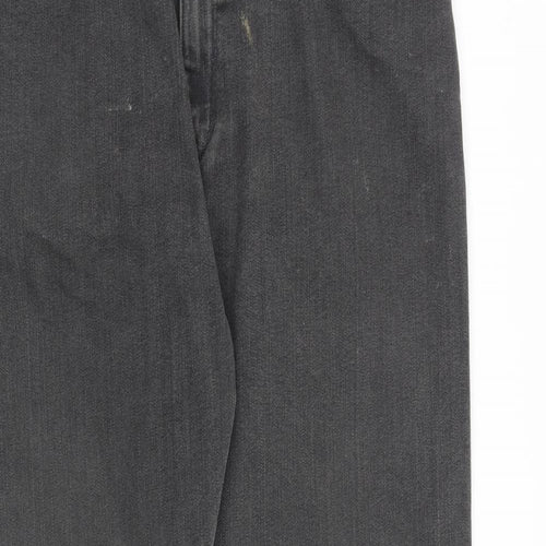 Marks and Spencer Mens Grey Cotton Straight Jeans Size 36 in L33 in Regular Zip
