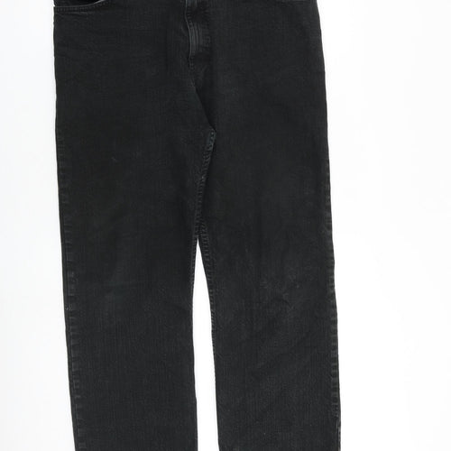 Blue Harbour Mens Black Cotton Straight Jeans Size 36 in L31 in Regular Zip