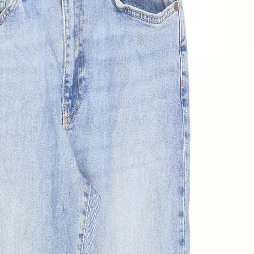 Mango Womens Blue Cotton Tapered Jeans Size 12 L26 in Regular Zip