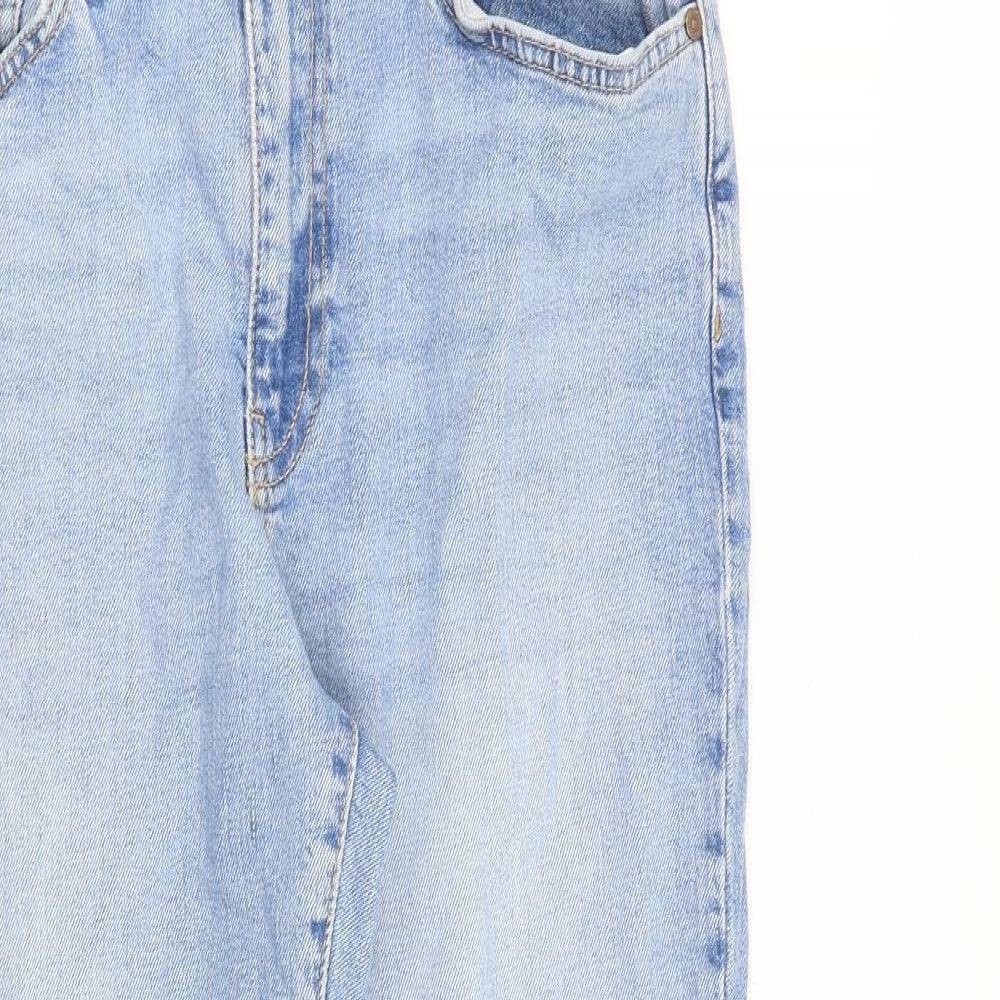 Mango Womens Blue Cotton Tapered Jeans Size 12 L26 in Regular Zip