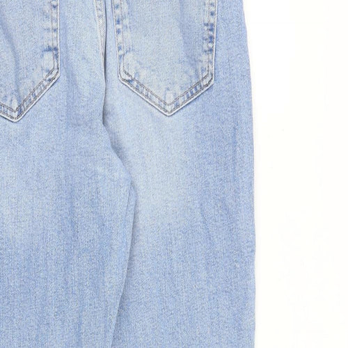 Mango Womens Blue Cotton Tapered Jeans Size 12 L26 in Regular Zip