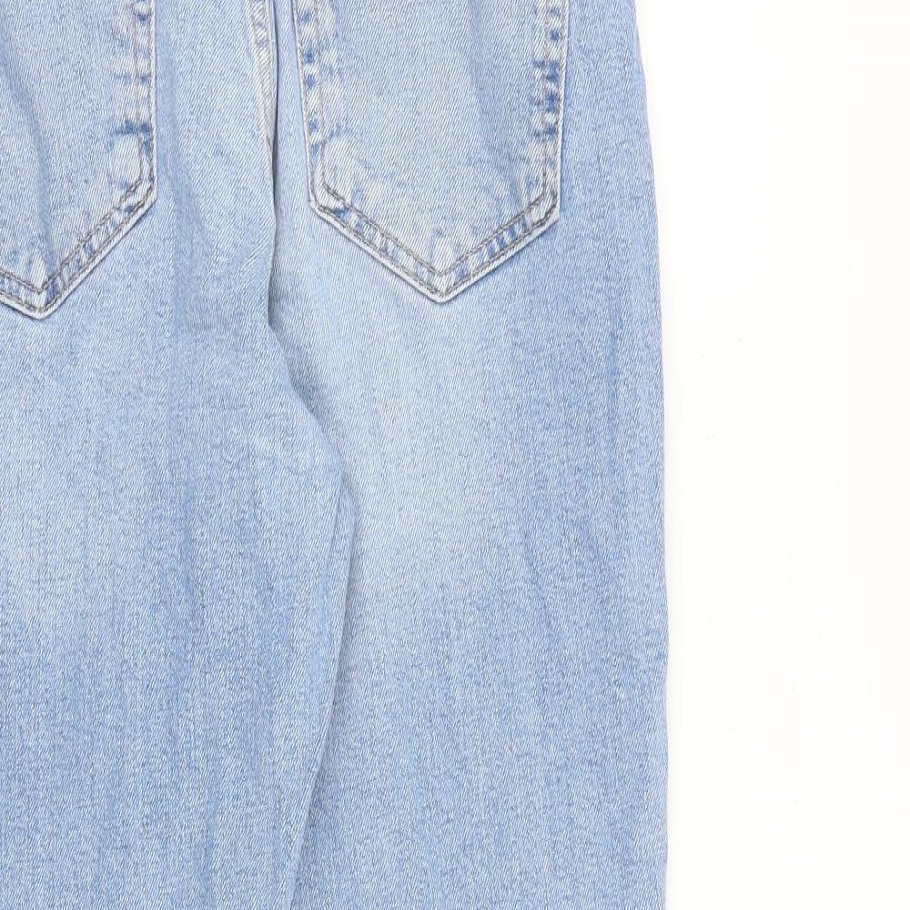 Mango Womens Blue Cotton Tapered Jeans Size 12 L26 in Regular Zip