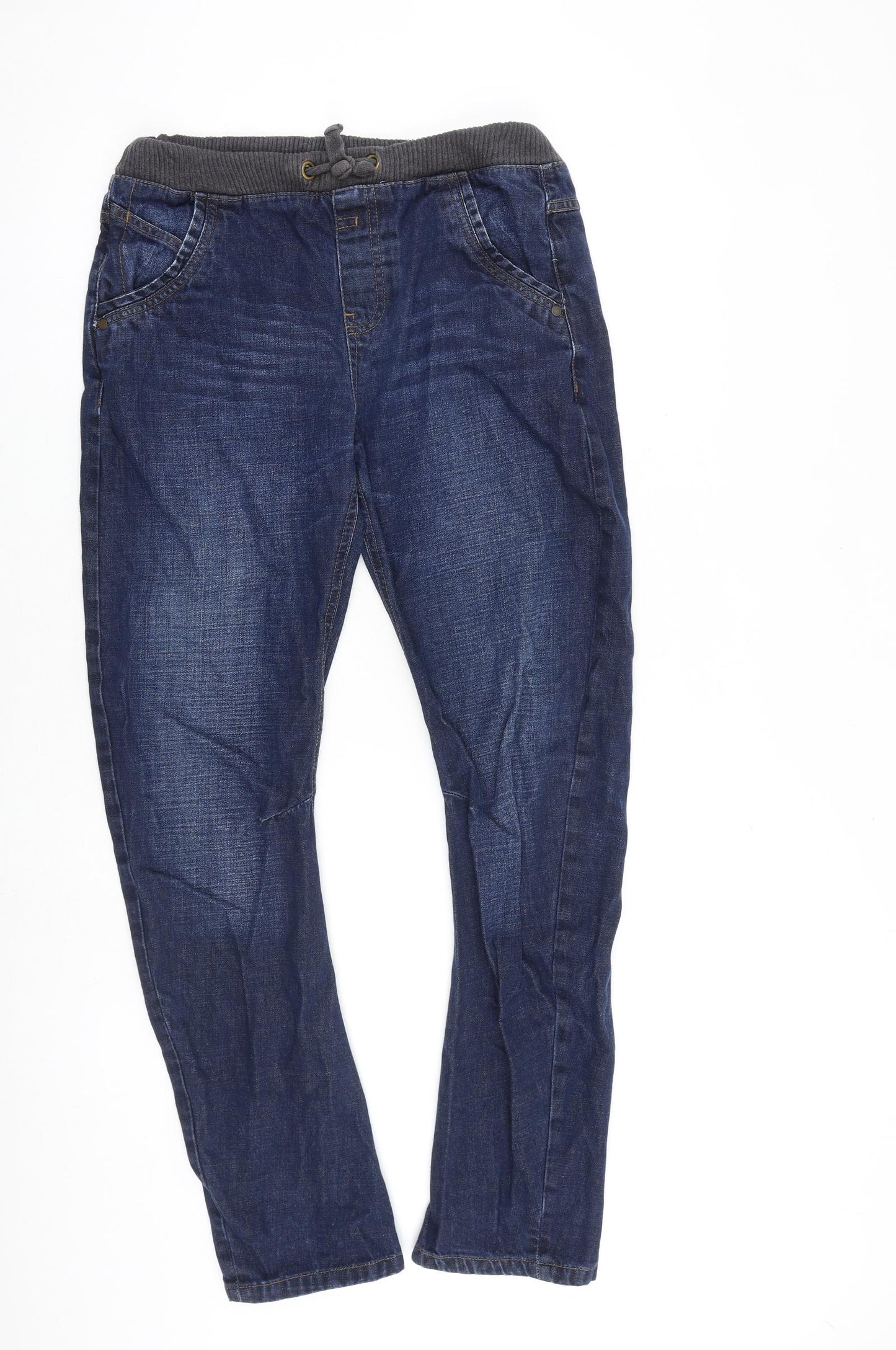 Marks and Spencer Boys Blue 100% Cotton Skinny Jeans Size 13-14 Years L28 in Regular Drawstring