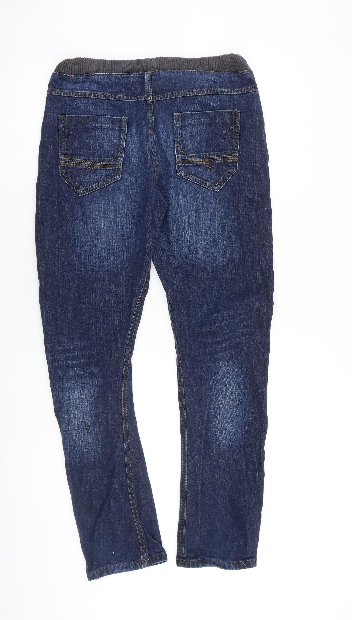 Marks and Spencer Boys Blue 100% Cotton Skinny Jeans Size 13-14 Years L28 in Regular Drawstring