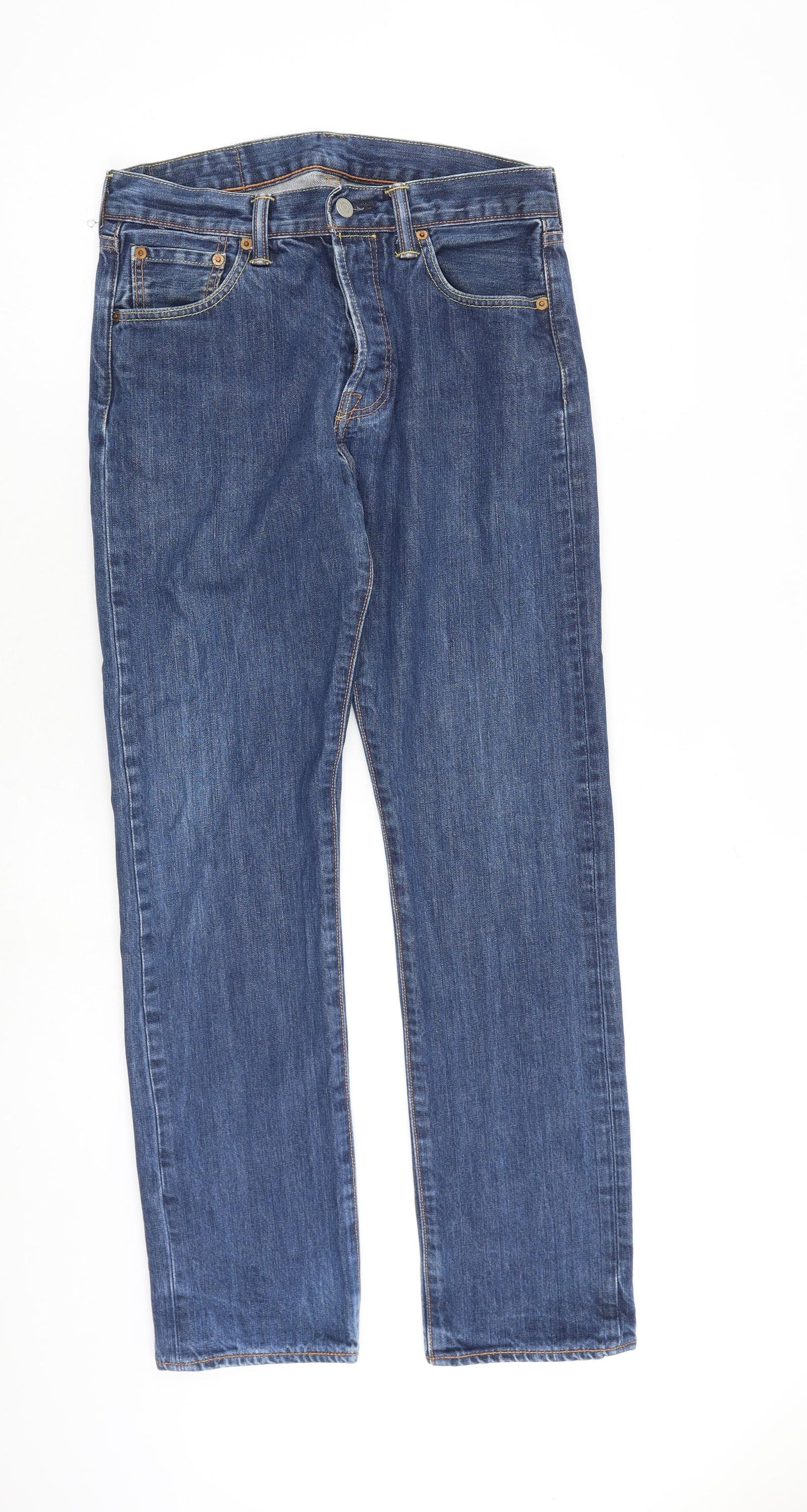 Levi's Mens Blue Cotton Tapered Jeans Size 30 in L32 in Regular Button