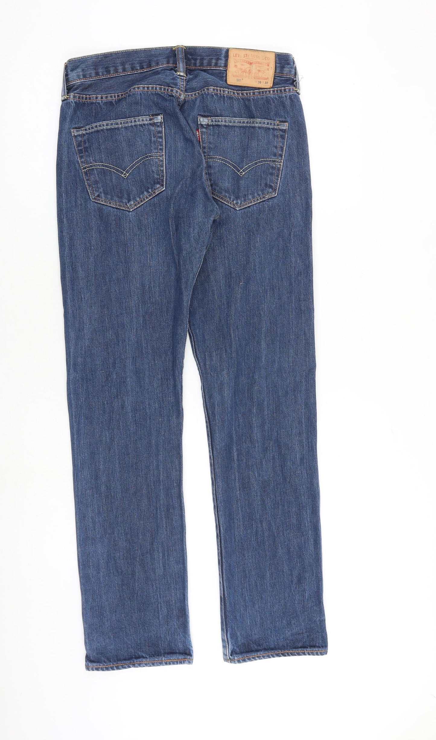 Levi's Mens Blue Cotton Tapered Jeans Size 30 in L32 in Regular Button