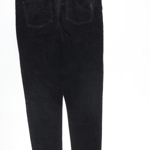 Marks and Spencer Womens Black Cotton Trousers Size 12 L30 in Regular Zip