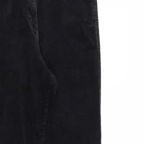 Marks and Spencer Womens Black Cotton Trousers Size 12 L30 in Regular Zip