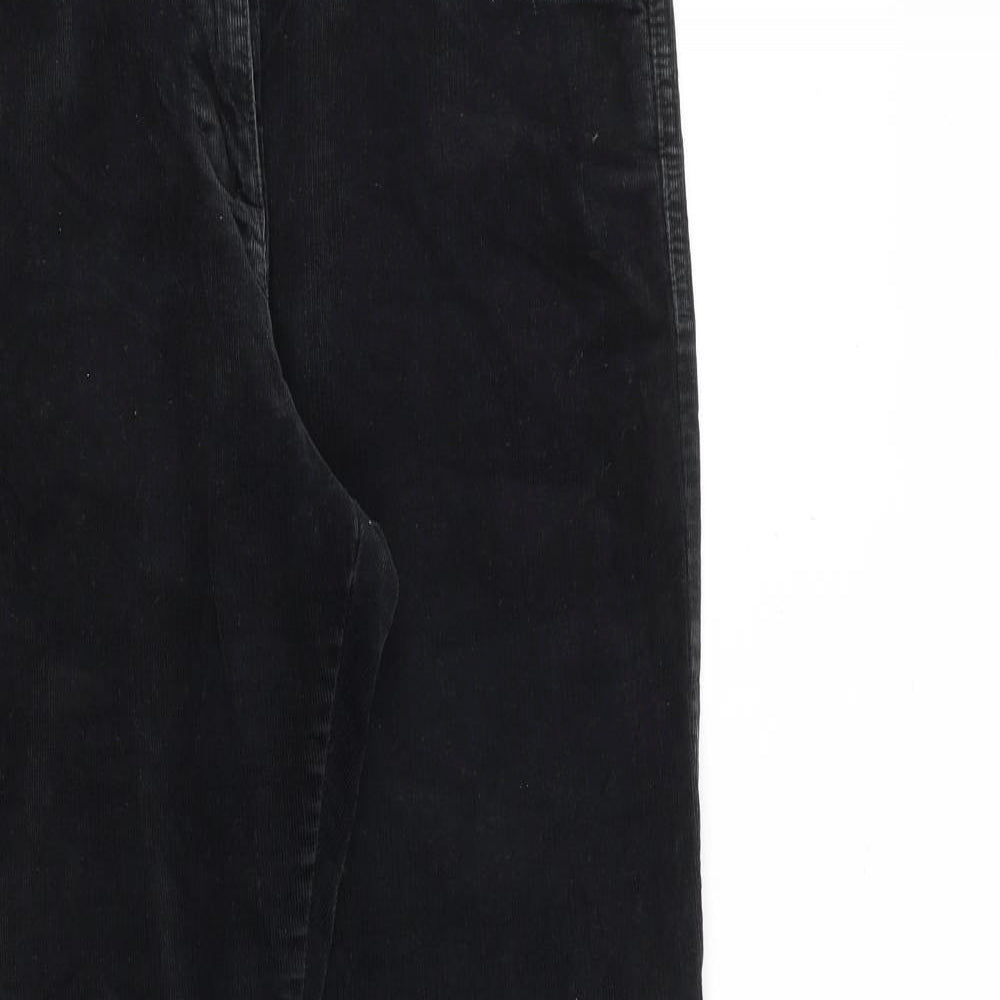 Marks and Spencer Womens Black Cotton Trousers Size 12 L30 in Regular Zip